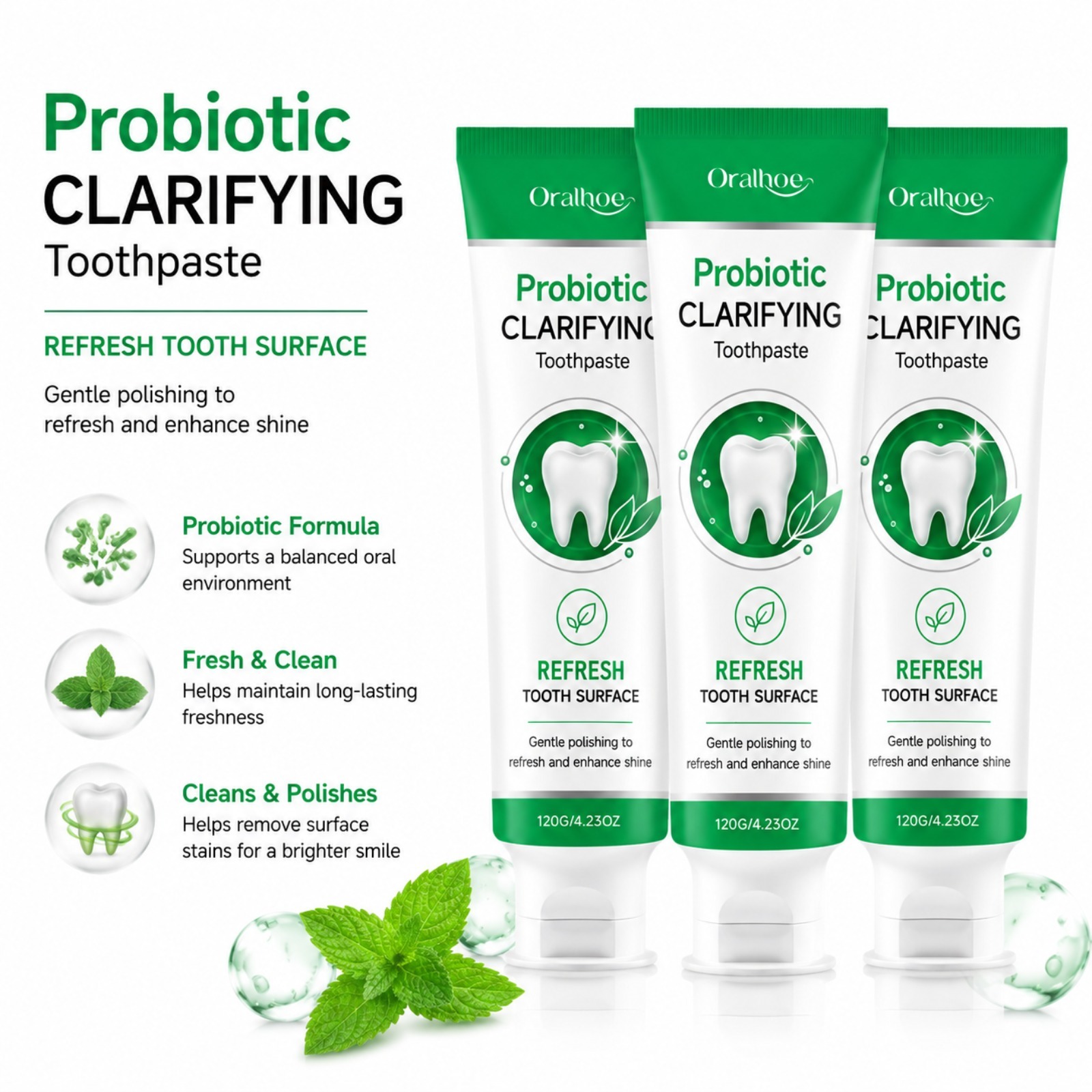 Teeth Whitening Paste - Probiotic & Mint Toothpaste for Teeth